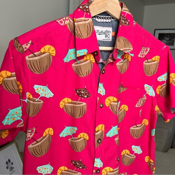Huntington Beach Club Men’s Coconut Cocktail Drink Button Up Size S - Picture 3 of 11